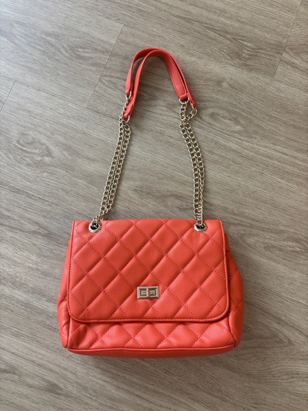 Urban Expressions Quilted Orange Chain-Handle Shoulder Bag
